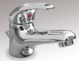 Basin mixer-monobloc with pop-up waste