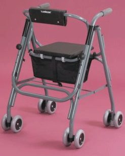 Rollator four-wheeled folding with seat medium