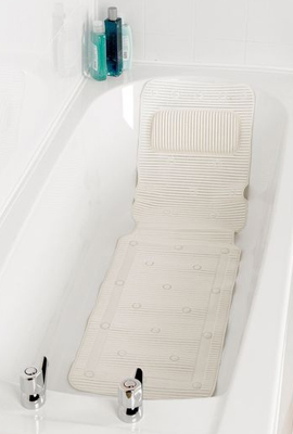 Bath Mat with Neck Rest Soft-Feel White