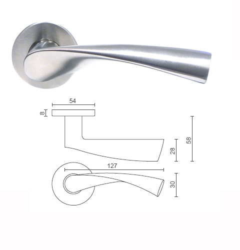 Designer Door Handle - Cast Lever On Rose 