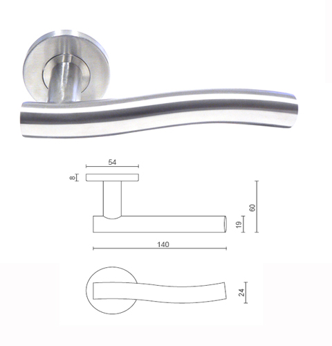 Door Handle- S Shaped Lever Handle On Rose 