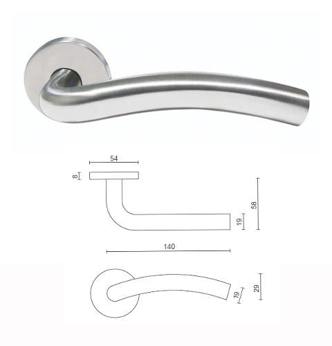 Door Handle - Curved Arch Lever Handle On Rose
