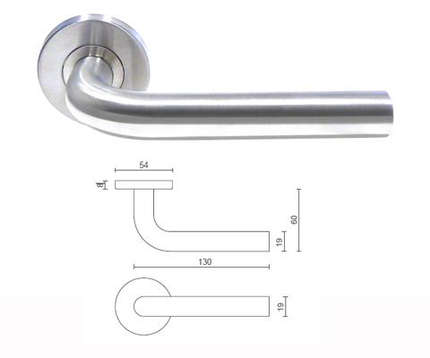 Door Handle - Straight Lever On Rose 