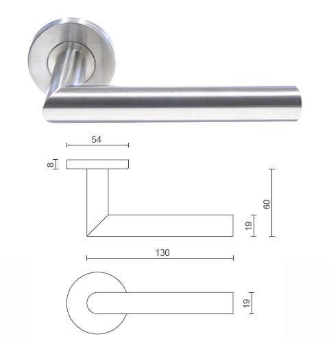 Door Handle - Mitred Lever Handle On Rose