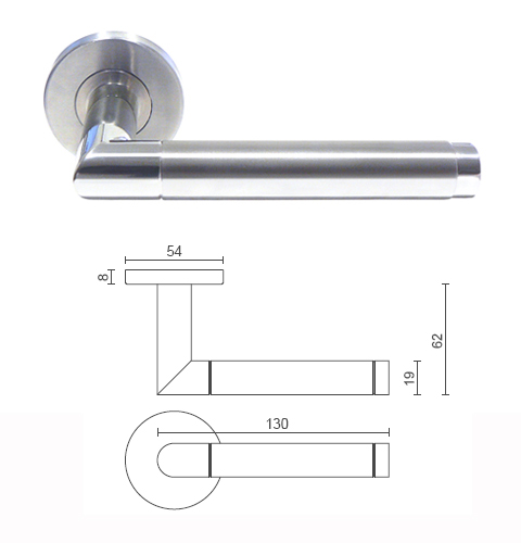 Door Handle -Mitred Lever Handle On Rose