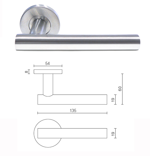 Door Handle - T-Shape Lever Handle On Rose