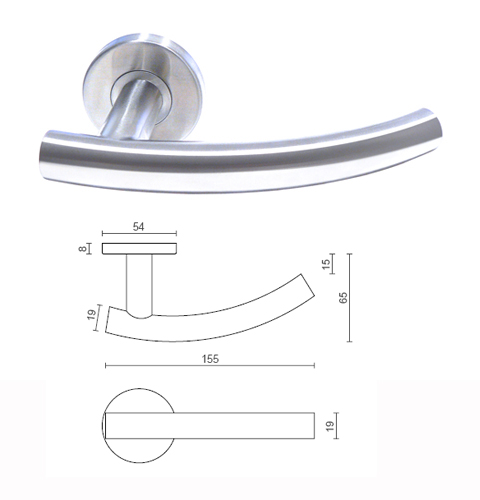 Door Handle - Reverse Arch Lever Handle On Rose 