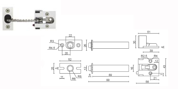 Concealed Fix Security Door Chain