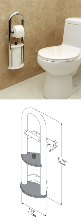 Wall Toilet Roll Holder with Integrated Grab Rail